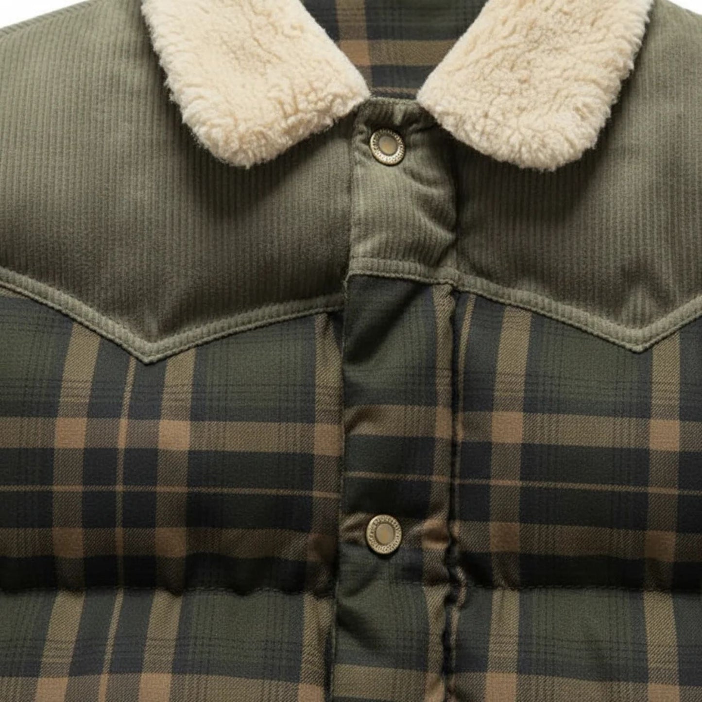 Checked Sherpa Puffer Vest | Revangiol