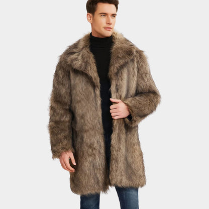 Luxurious Lapel Plush Fur Coat | Revangiol