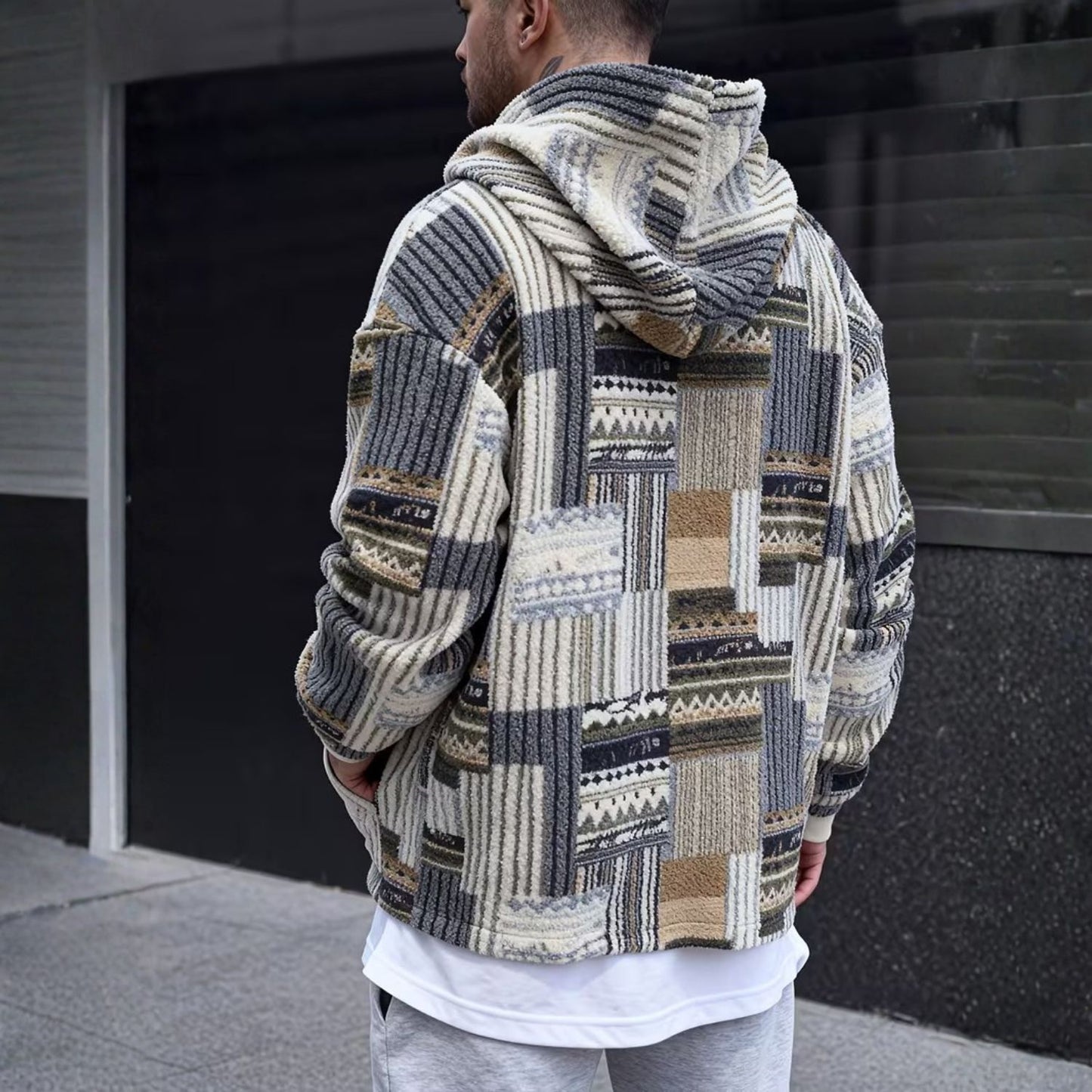 Patchwork Sherpa Half Zip Hoodie | Revangiol