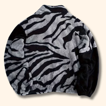 Zebra Print Faux Fur Jacket | Revangiol