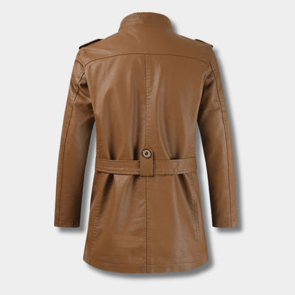 Long Utility Leather Coat | Revangiol
