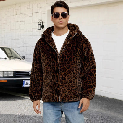 Hooded Patterned Fur Jacket | Revangiol