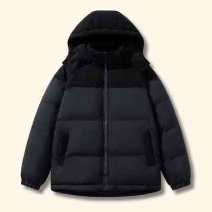 Corduroy Hooded Puffer Jacket | Revangiol