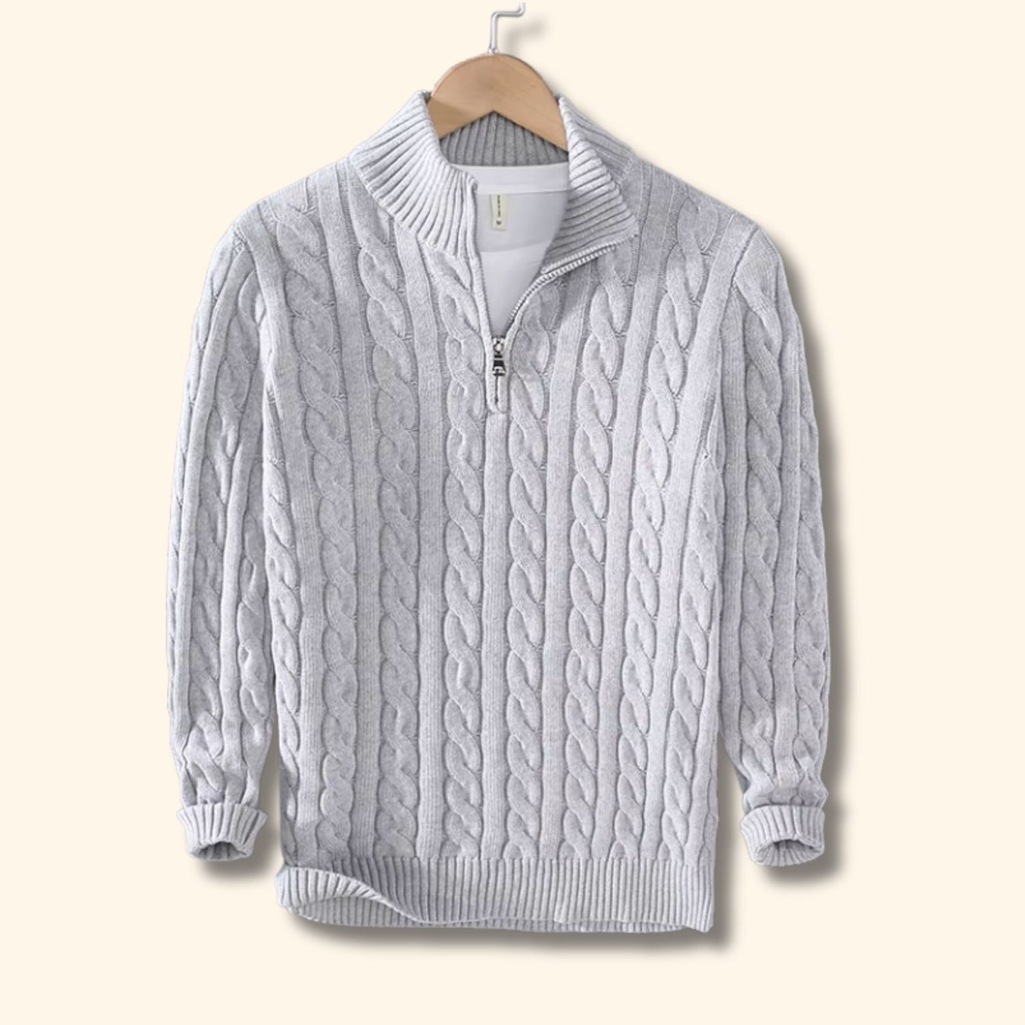 Cable Knit Quarter-Zip Sweater | Revangiol