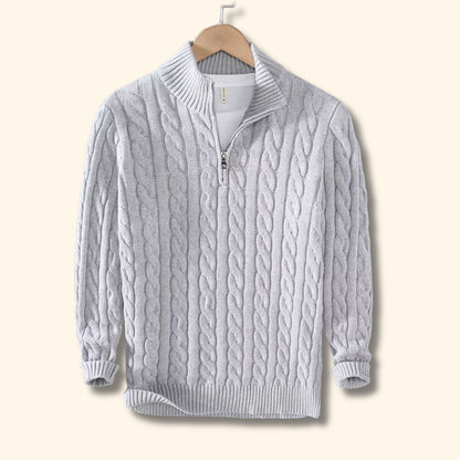 Cable Knit Quarter-Zip Sweater | Revangiol