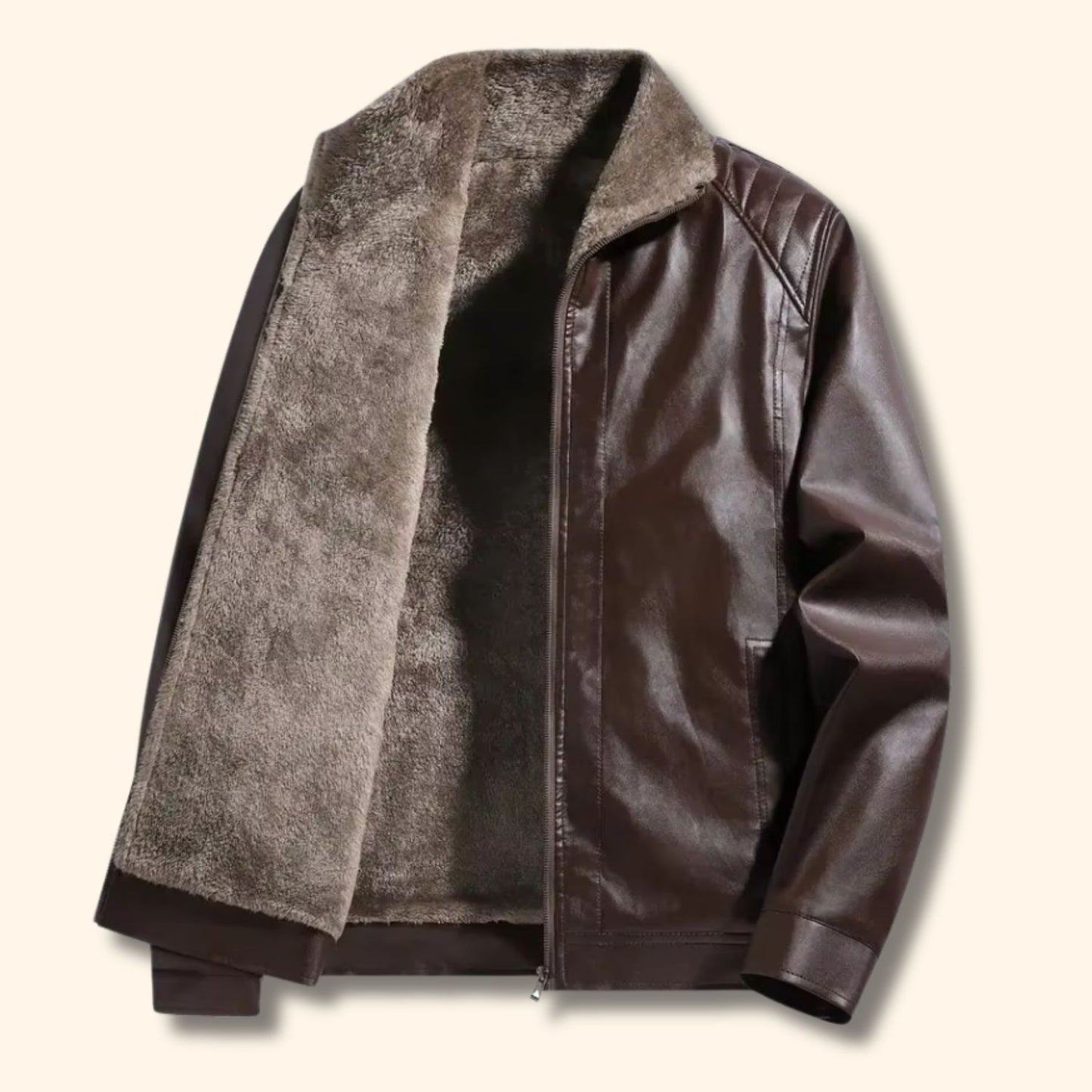 Fleece Lined Leather Jacket | Revangiol