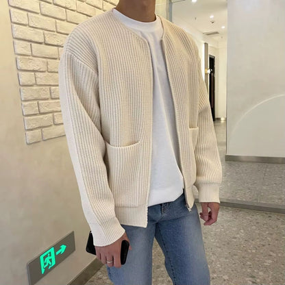 Minimalist Zip Knit Cardigan | Revangiol