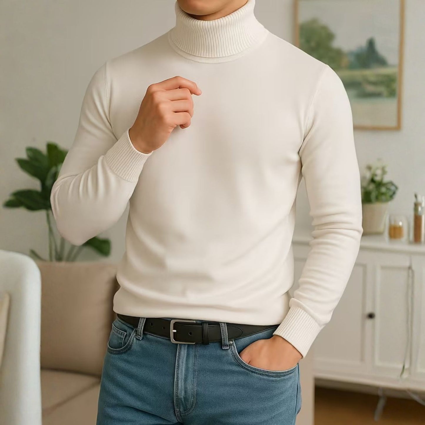 Solid High Neck Turtleneck | Revangiol