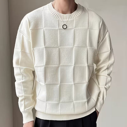Textured Knit Crew Neck Sweater | Revangiol