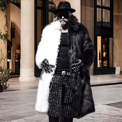 Contrast Panel Plush Fur Coat | Revangiol
