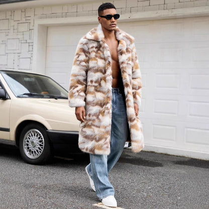 Oversized Patterned Collar Fur Coat | Revangiol