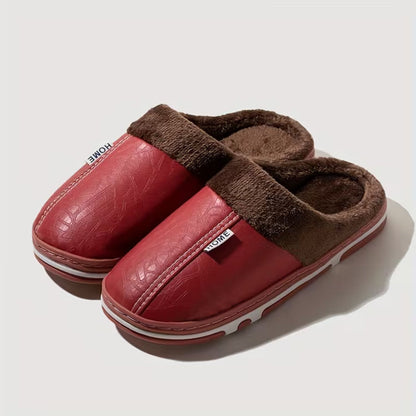Faux Leather Warm Home Slippers | Revangiol