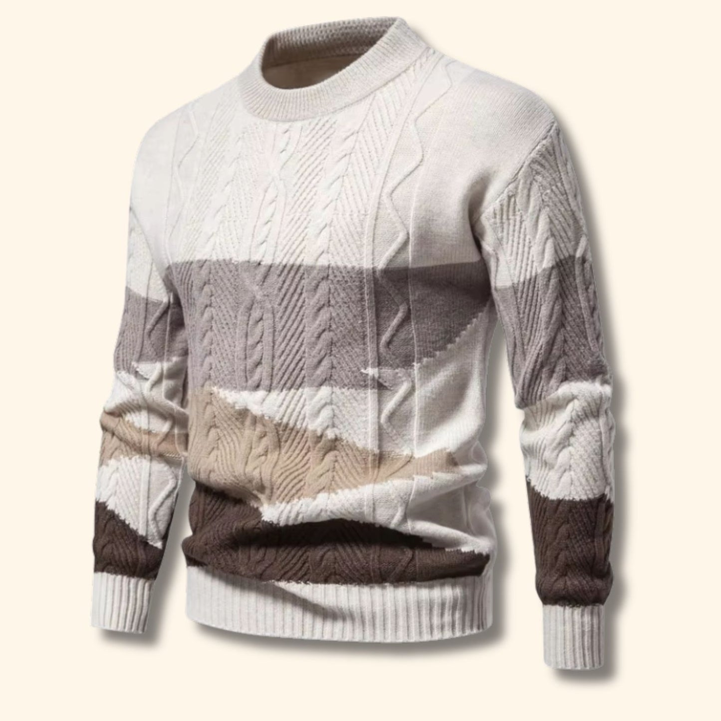 Color Block Cable Knit Sweater | Revangiol