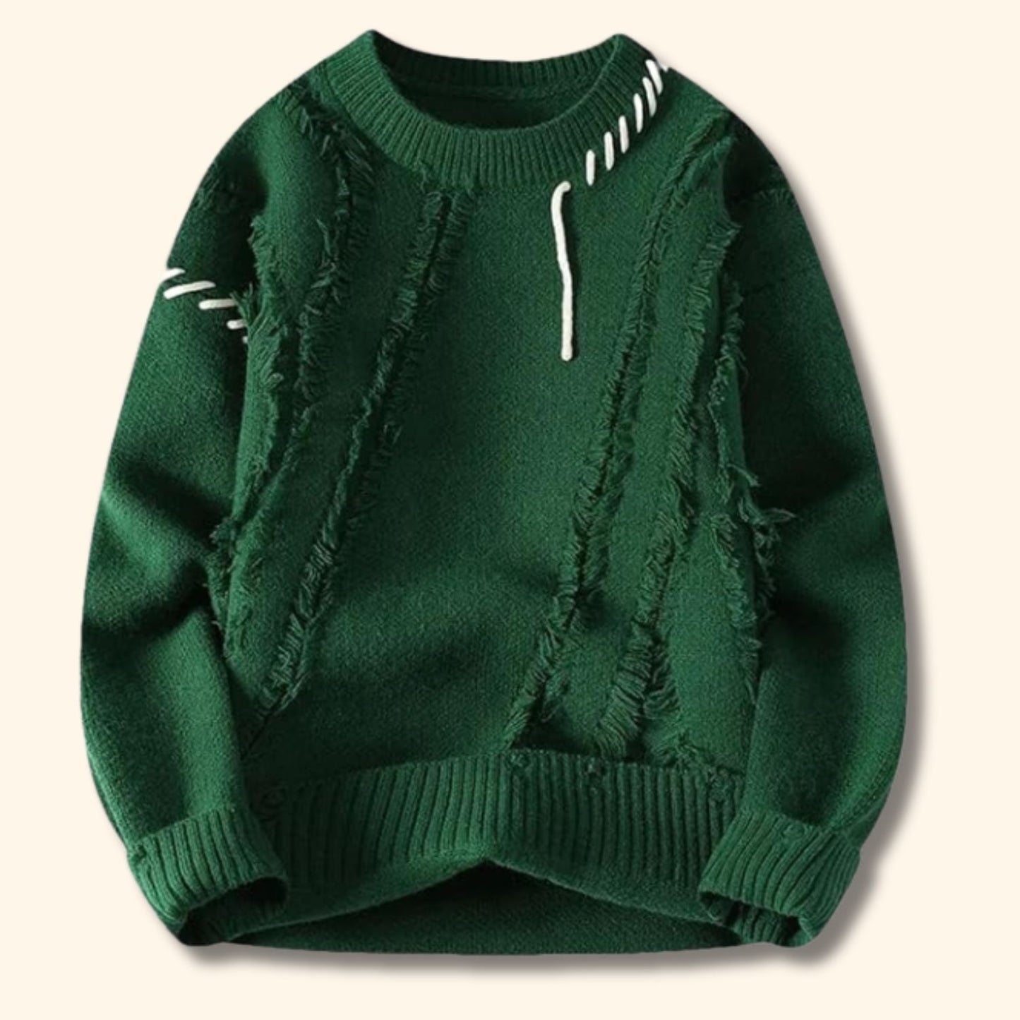 Distressed Knit Crew Neck Sweater | Revangiol