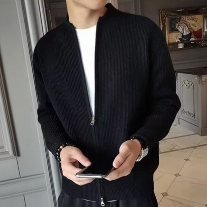 Ribbed Zip Knit Cardigan | Revangiol