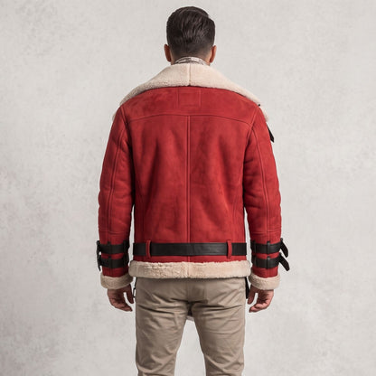 Faux Fur Lined Faux Leather Aviator Jacket | Revangiol