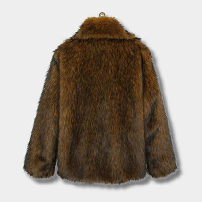 Wide-Lapel Faux Fur Jacket | Revangiol
