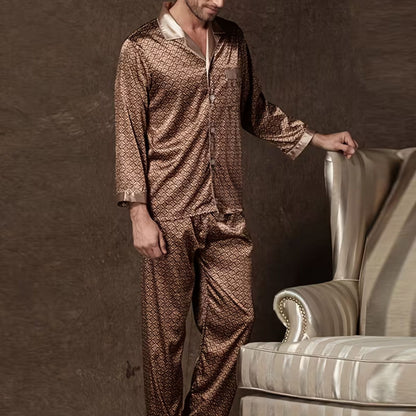 Retro Geometric Lapel Pajama Set | Revangiol