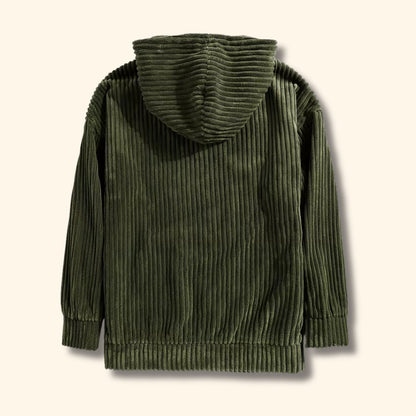 Textured Corduroy Pullover Hoodie | Revangiol