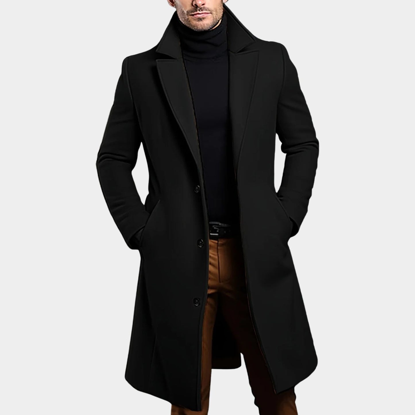 Notched Lapel Button Over Coat | Revangiol
