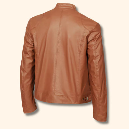 Heritage Stand Collar Leather Jacket | Revangiol