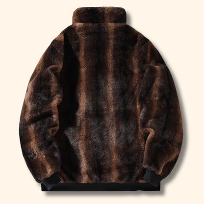 Stand Collar Faux Fur Jacket | Revangiol