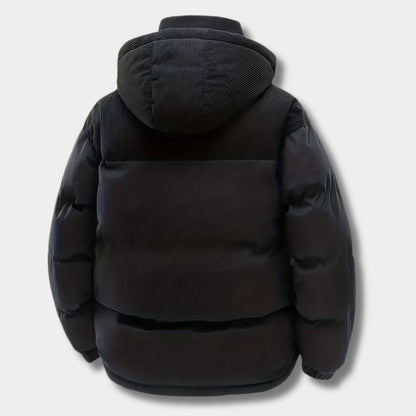 Corduroy Hooded Puffer Jacket | Revangiol