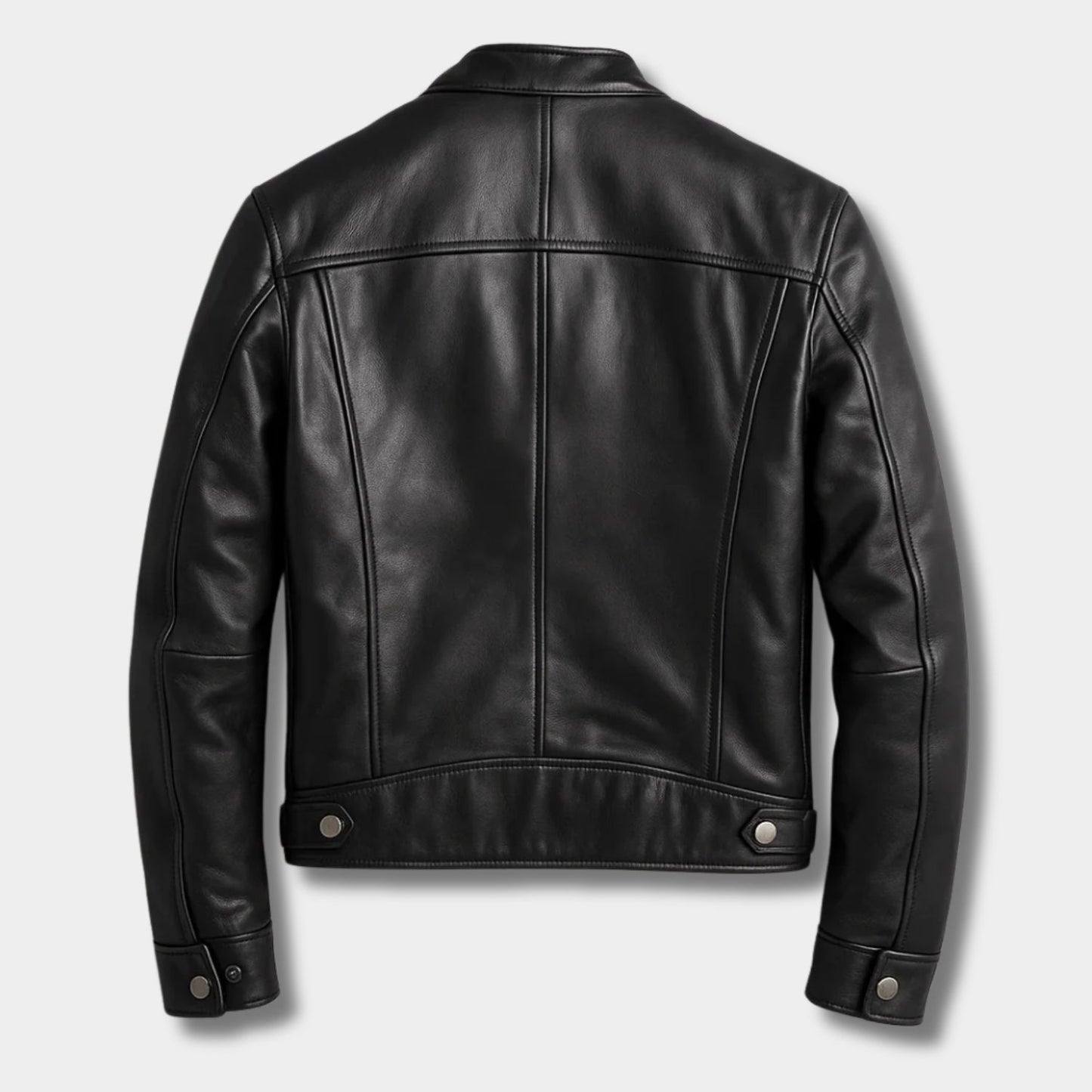 Snap Collar Leather Jacket | Revangiol
