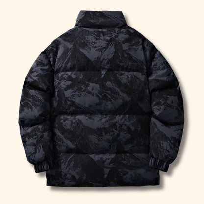 Mountain Print Puffer Jacket | Revangiol