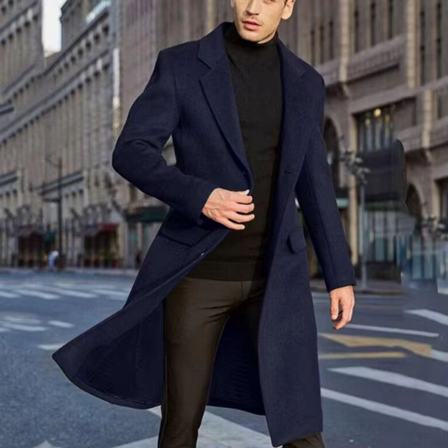 Notched Lapel Wool Over Coat | Revangiol