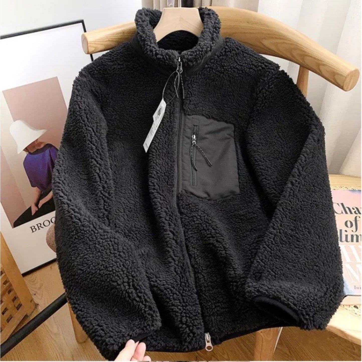 Plush Stand-Collar Fleece Jacket | Revangiol