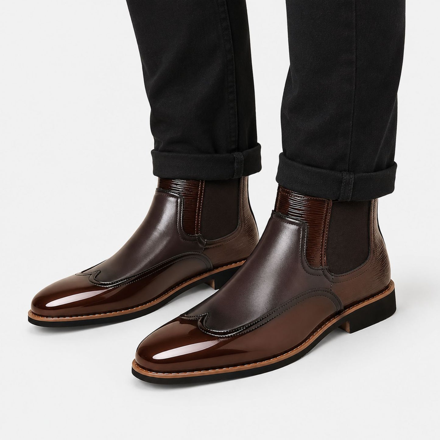 Glossy Leather Chelsea Boots | Revangiol