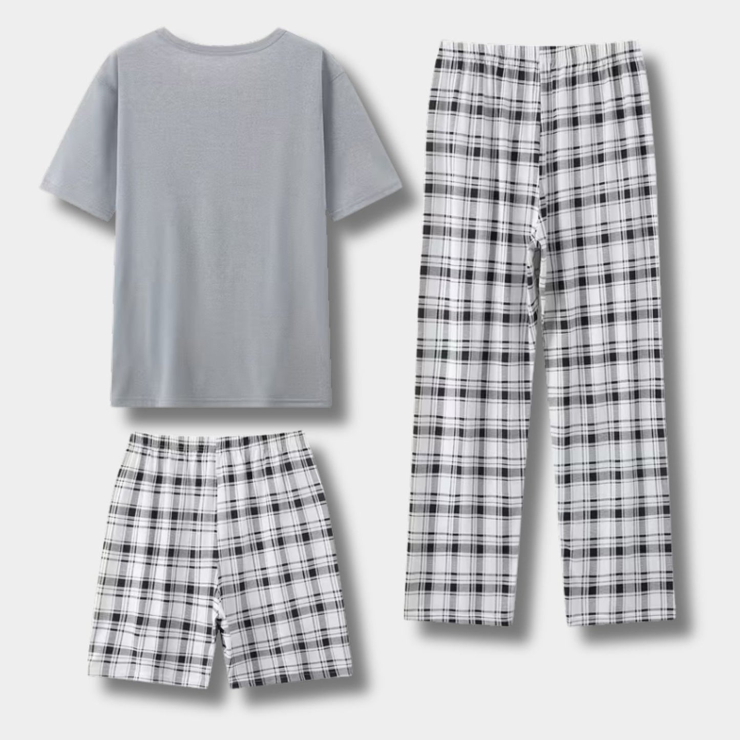 3-Piece Plaid Summer Pajama Set | Revangiol