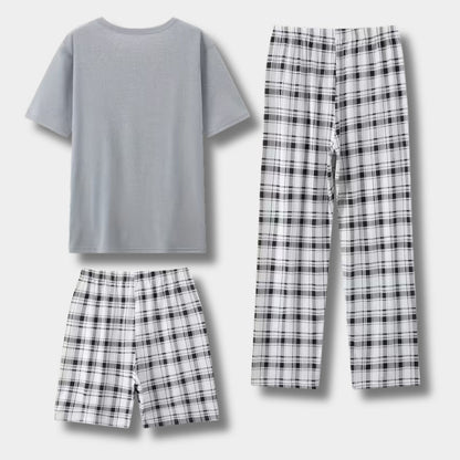 3-Piece Plaid Summer Pajama Set | Revangiol