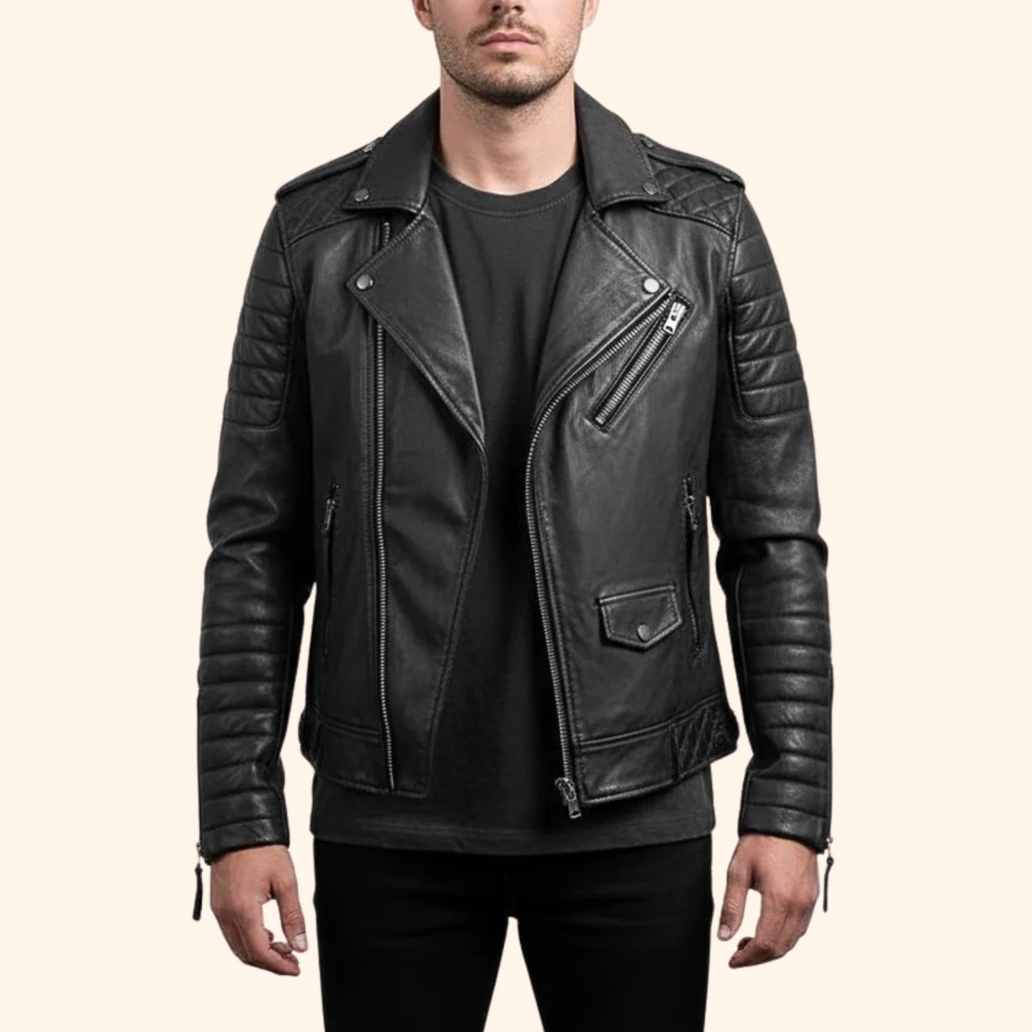 Classic Biker Leather Jacket | Revangiol