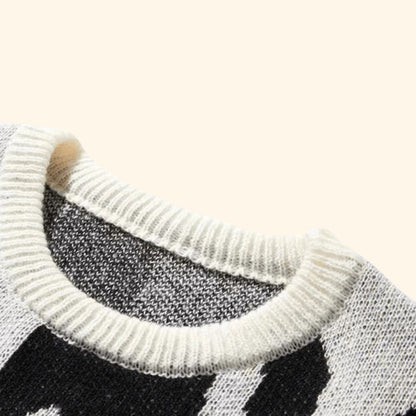 Abstract Knit Crew Neck Sweater | Revangiol