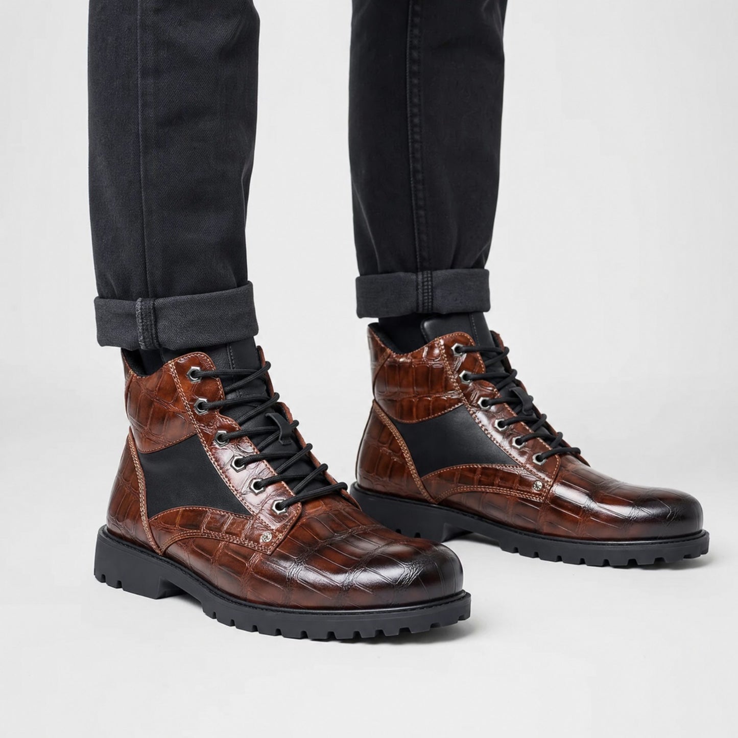 Embossed Combat Ankle Boots | Revangiol
