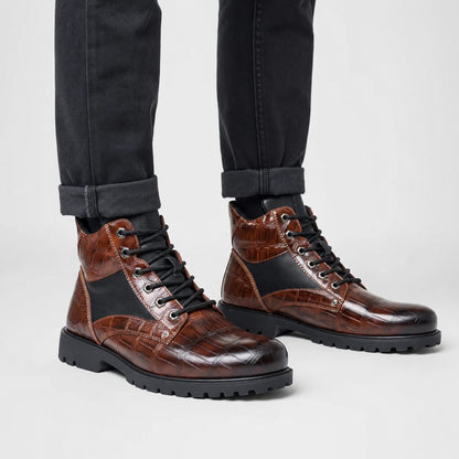 Embossed Combat Ankle Boots | Revangiol