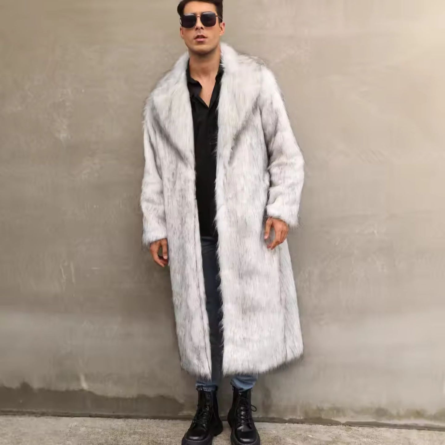 Wide Lapel Plush Fur Coat | Revangiol