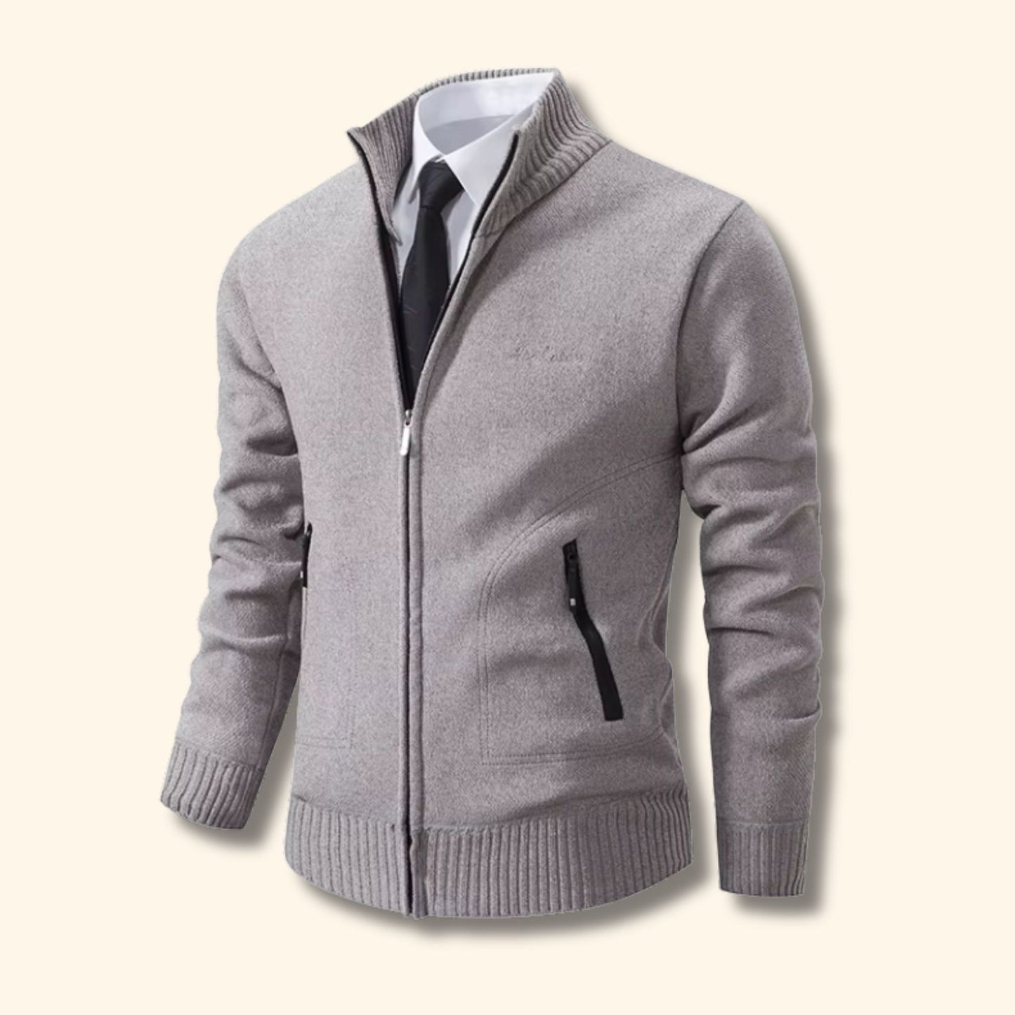 Geometric Zip Knit Cardigan | Revangiol