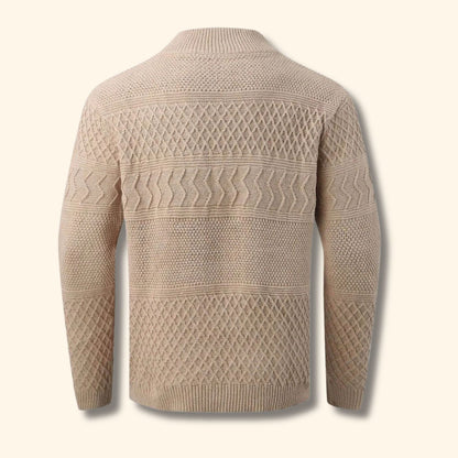 Textured Mock Neck Cardigan | Revangiol