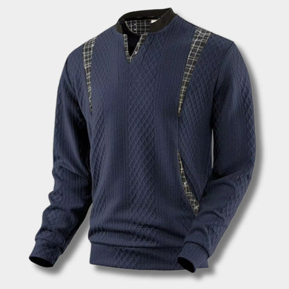 Checkered Panel Knit Sweater | Revangiol
