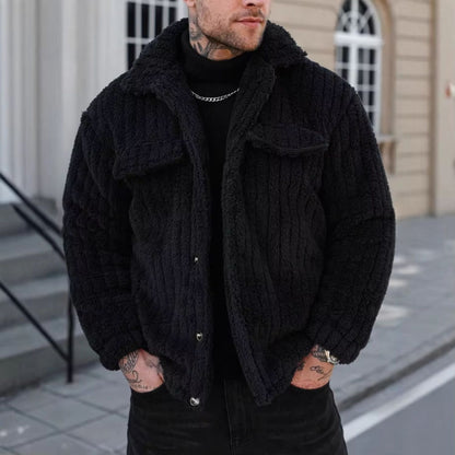 Lapel Button Fleece Jacket | Revangiol