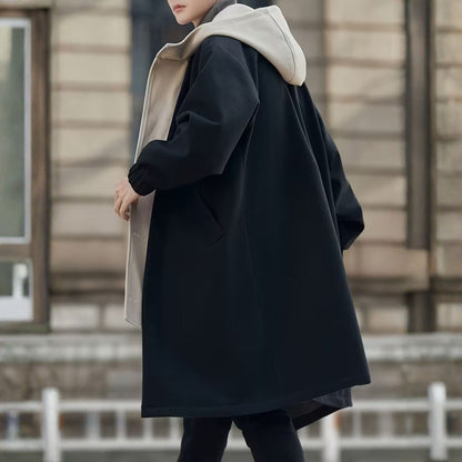 Color Block Hooded Over Coat | Revangiol