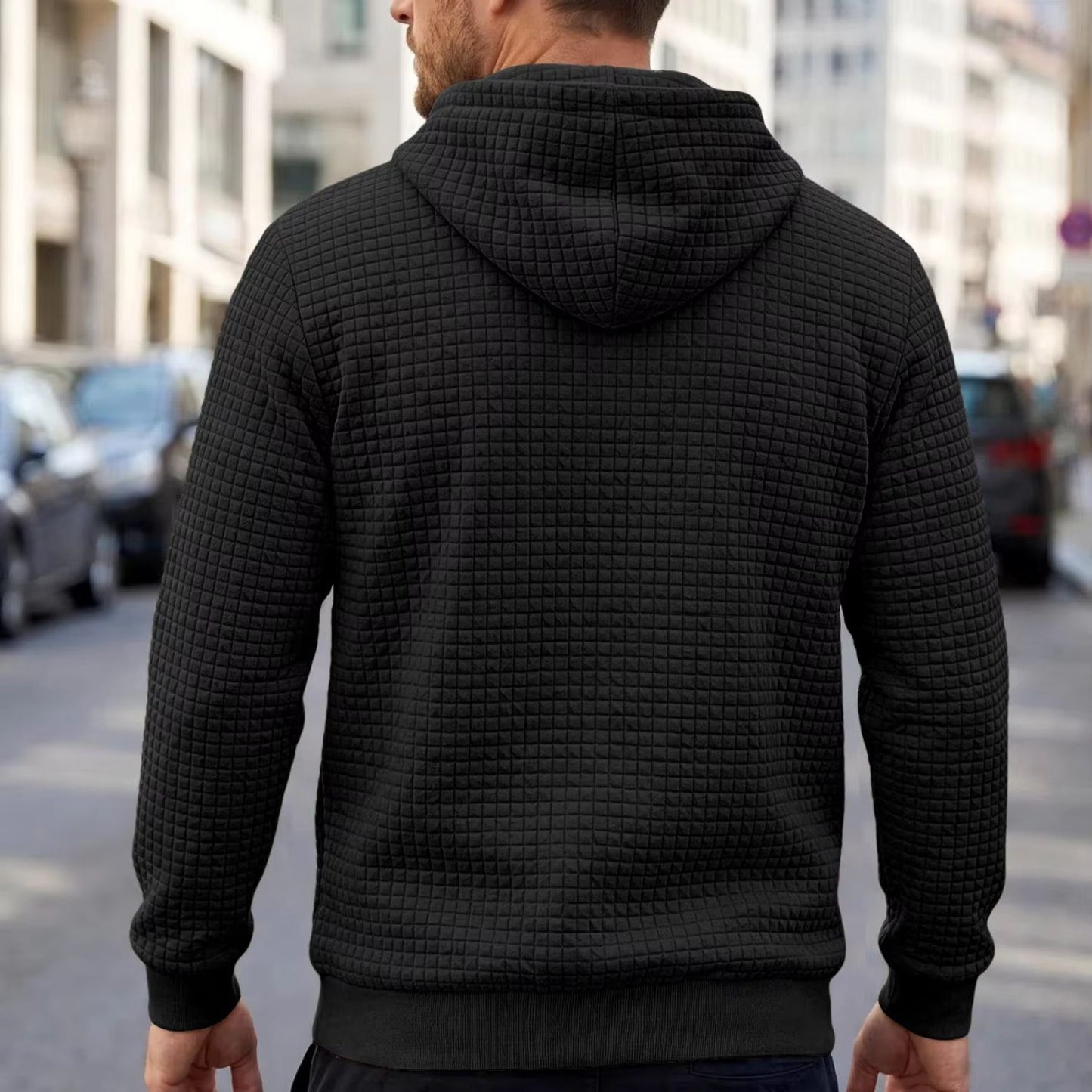 Textured Jacquard Pullover Hoodie | Revangiol