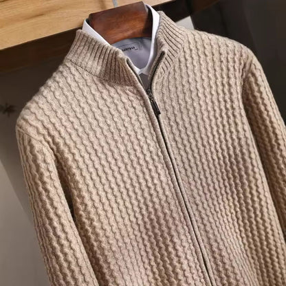 Textured Zip Knit Cardigan | Revangiol