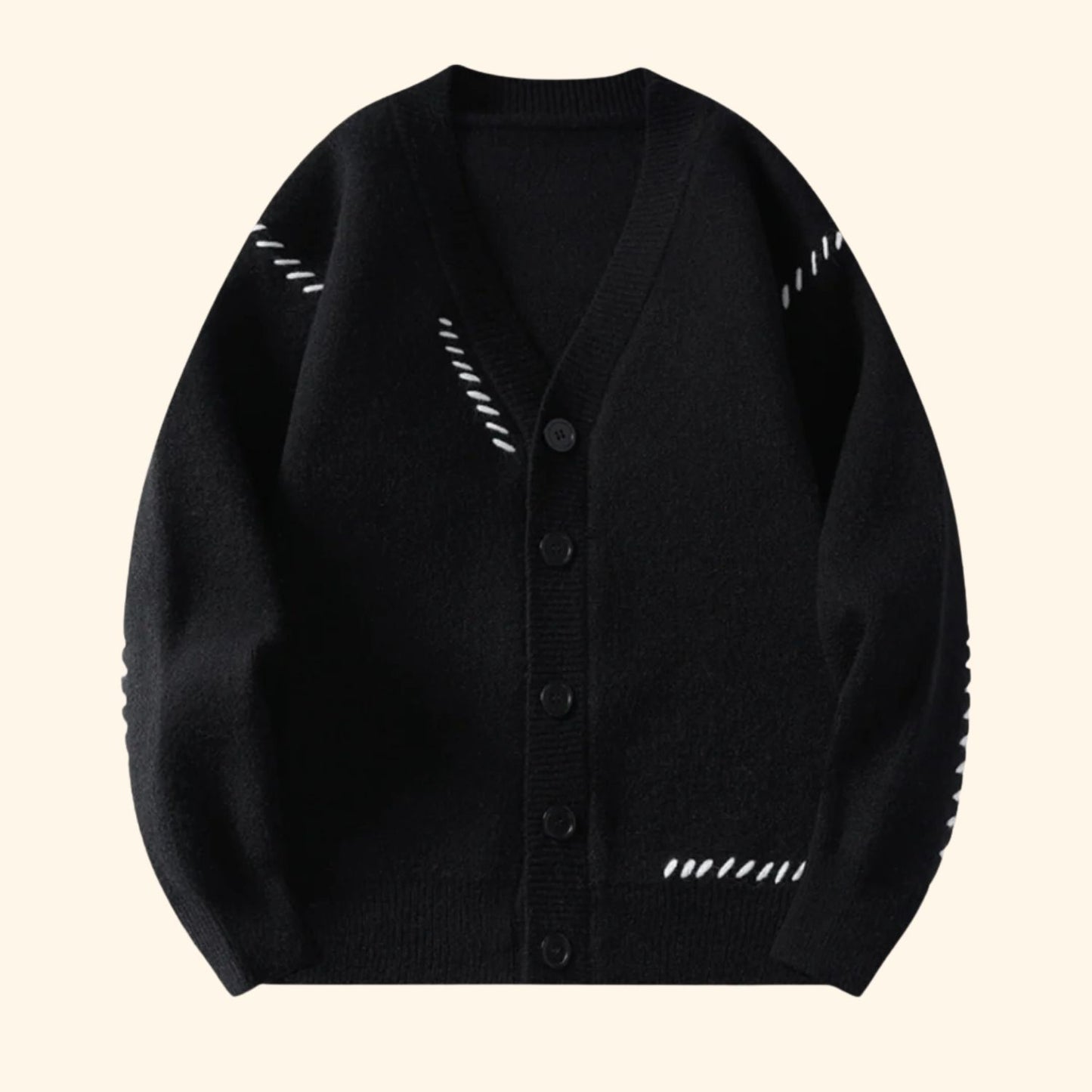 Contrast Stitch Knit Cardigan | Revangiol