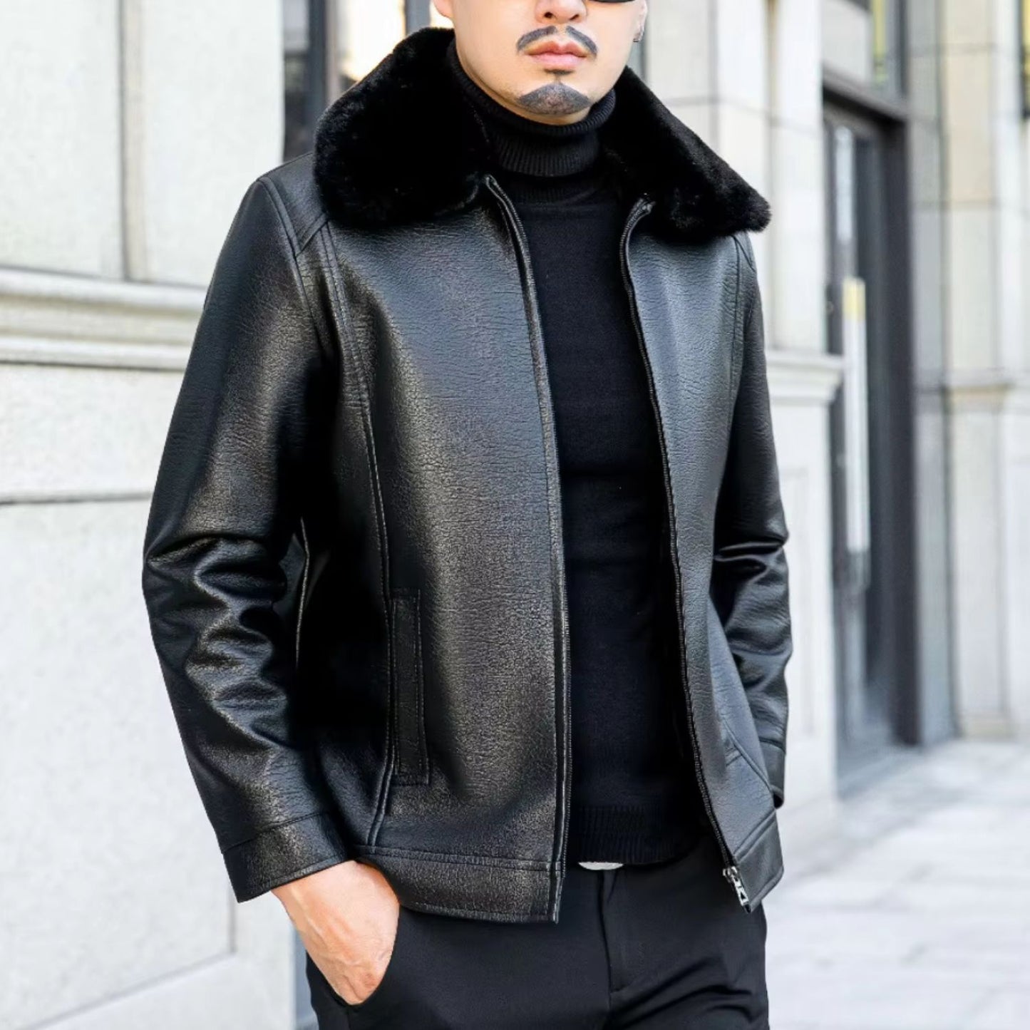 Fur Collar Leather Jacket | Revangiol