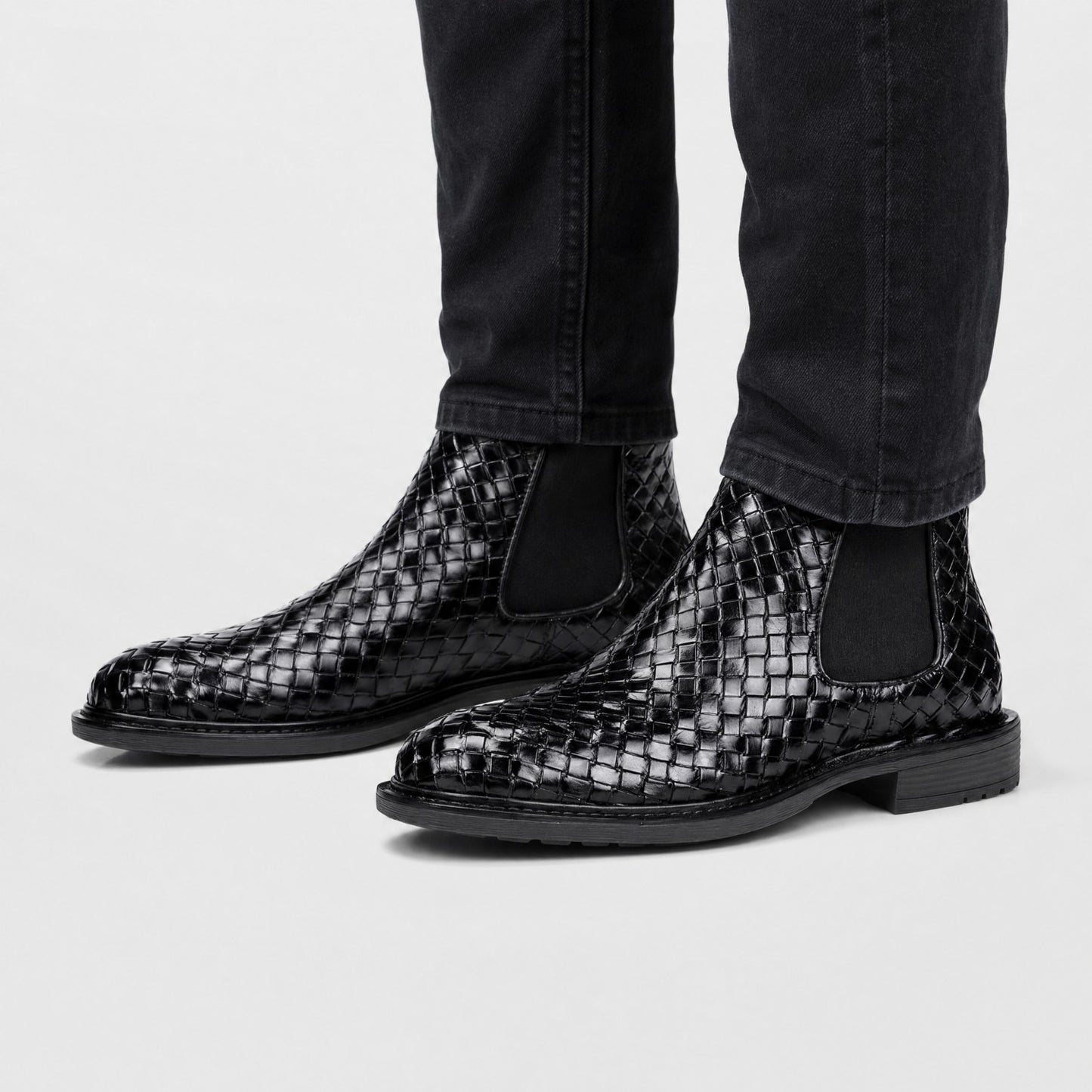 Woven Leather Chelsea Boots | Revangiol