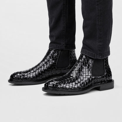 Woven Leather Chelsea Boots | Revangiol